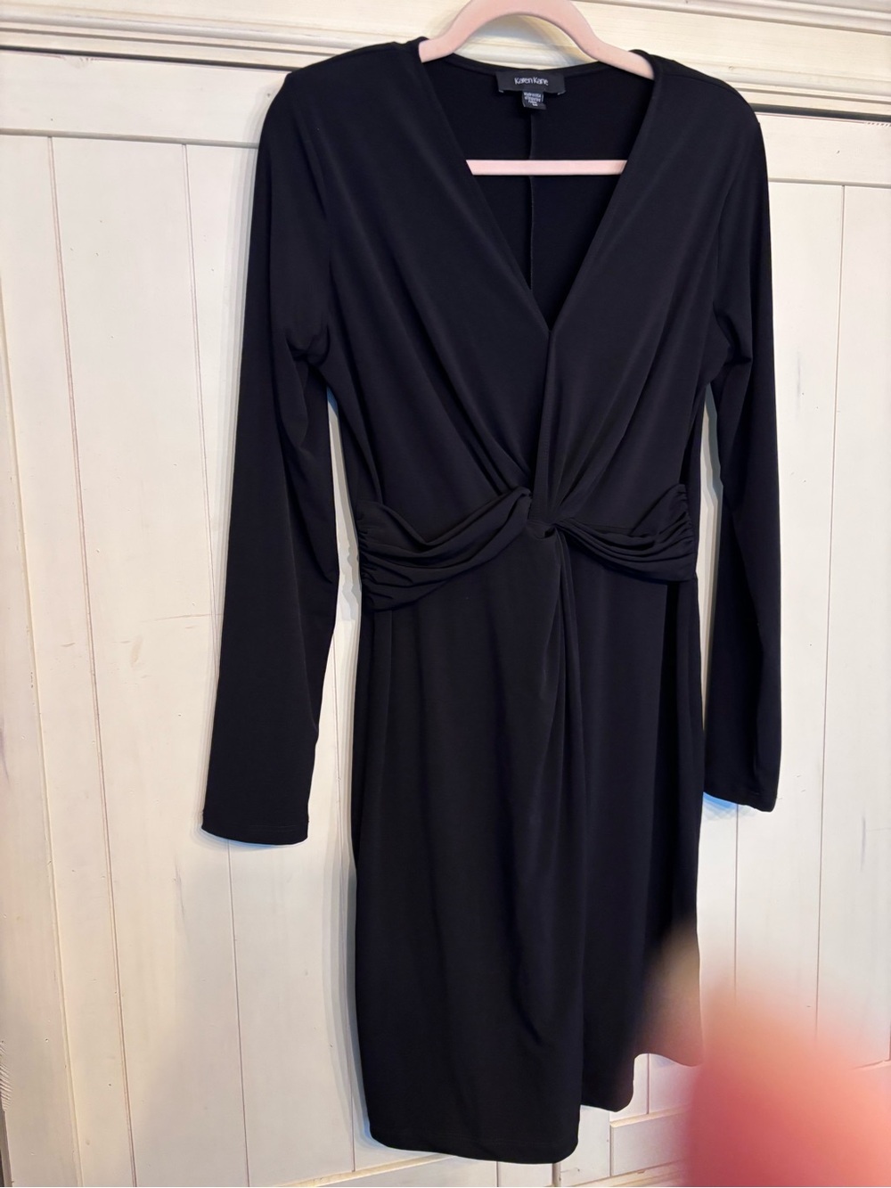 Karen Kane Black Long-Sleeve Twist-Front Dress